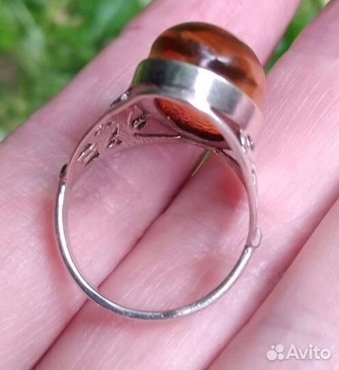 Кольцо винтаж янтарь серебро зв 925 пр СССР