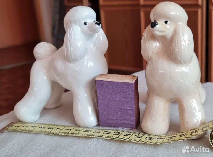 Статуэки Пудель фарфор большой и малый
