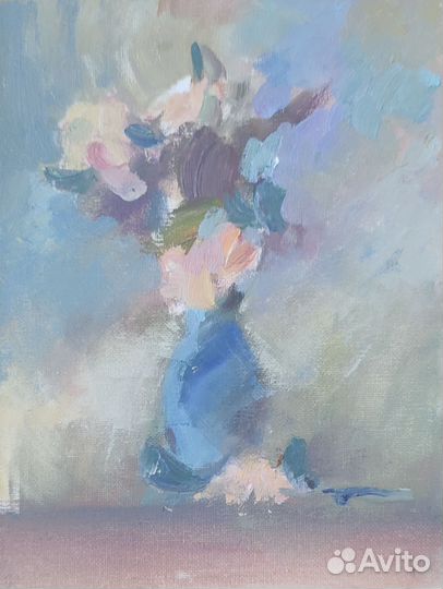 Картина маслом на холсте цветы ручная работа