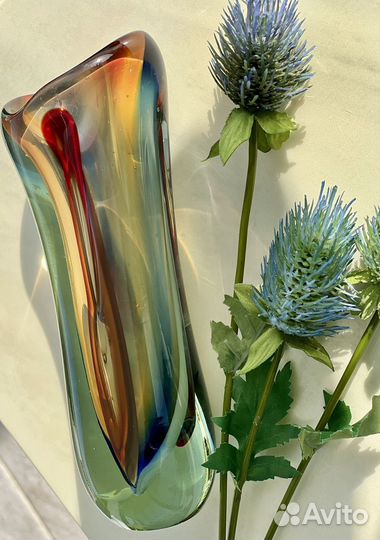 Чешское цветное стекло Ваза