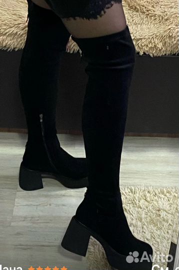 Сапоги ботфорты замшевые