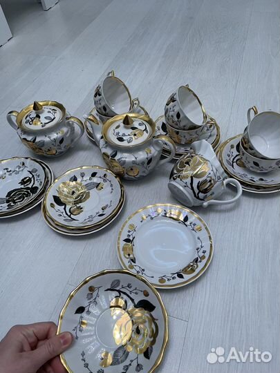 Сервиз вербилки чайный фарфоровый золотая роза