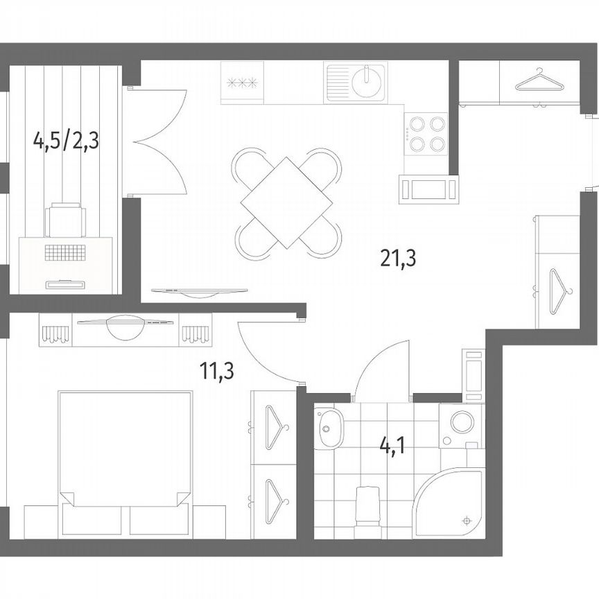 1-к. квартира, 39 м², 7/8 эт.