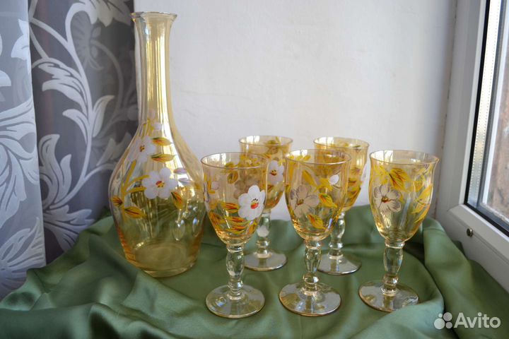 Графин и фужеры Богемия винтаж