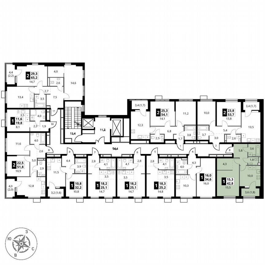 1-к. квартира, 42,8 м², 11/16 эт.