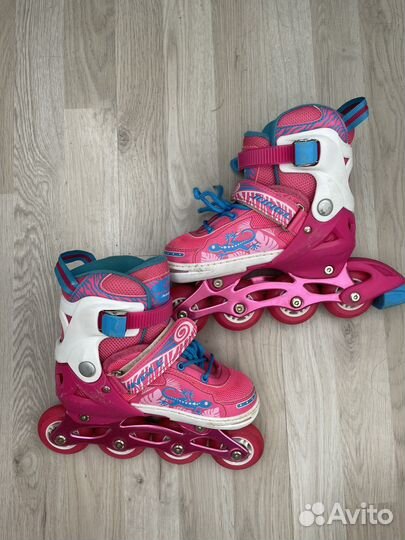Роликовые коньки 30-33 шлем+полный комплект защиты