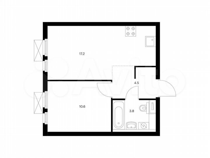 1-к. квартира, 36,1 м², 22/22 эт.