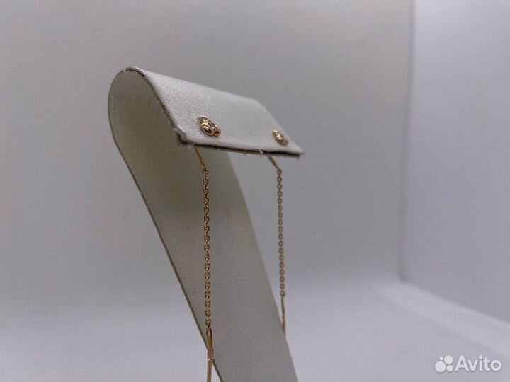 Серьги золотые продевки с камнем 585*(Ленина 23)