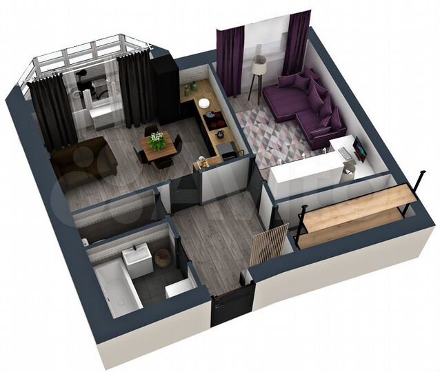 1-к. квартира, 48,7 м², 5/5 эт.