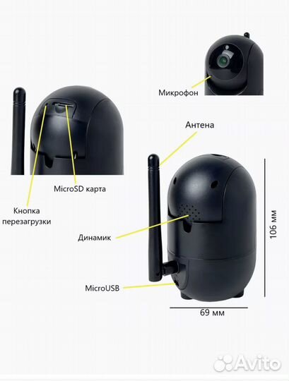 Видеоняня Wi-Fi камера видеонаблюдения 2 mp