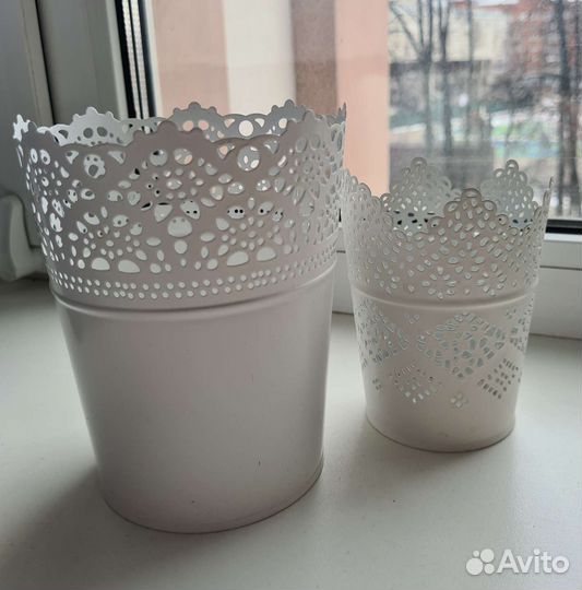 Набор Кашпо 2 шт, поднос 2 шт Икеа