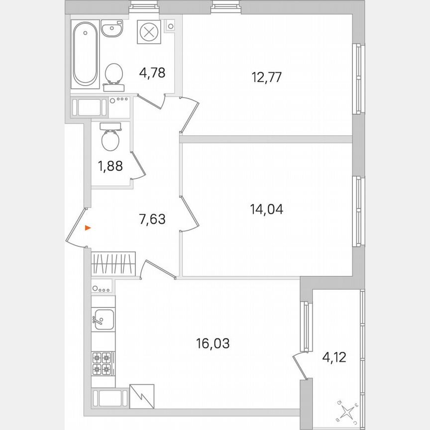 2-к. квартира, 59,2 м², 2/8 эт.