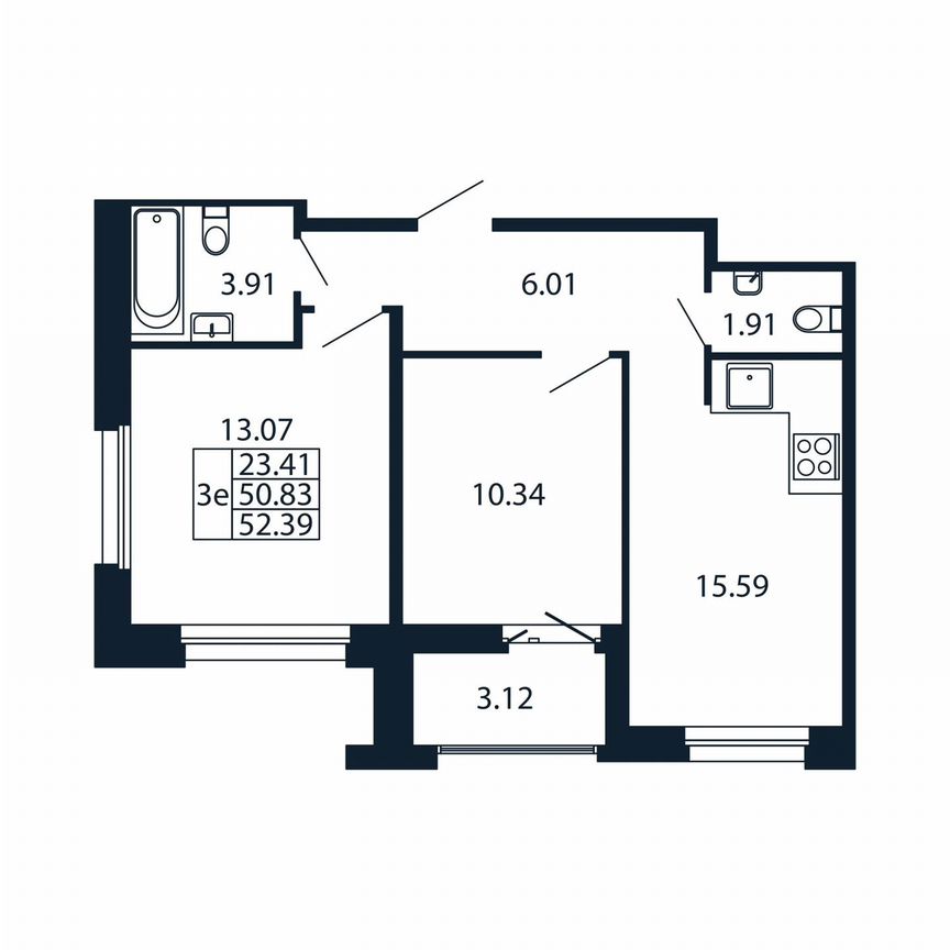 3-к. квартира, 54 м², 12/12 эт.