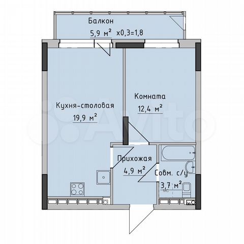1-к. квартира, 40,9 м², 11/18 эт.