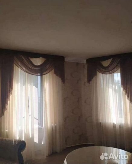 Ламбрекен 2шт.коричневая венецианка,бархат,итальян