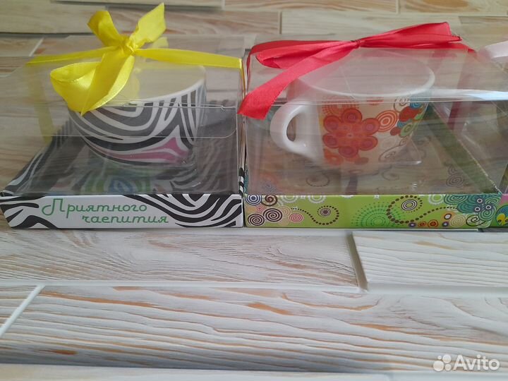 Подарочный набор кружка с блюдцем 150 мл новый