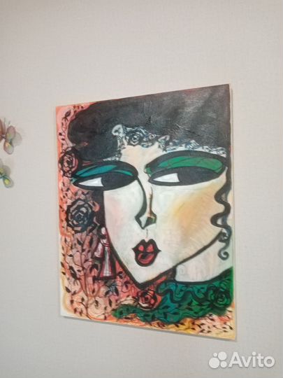 Картина абстракция, девушка