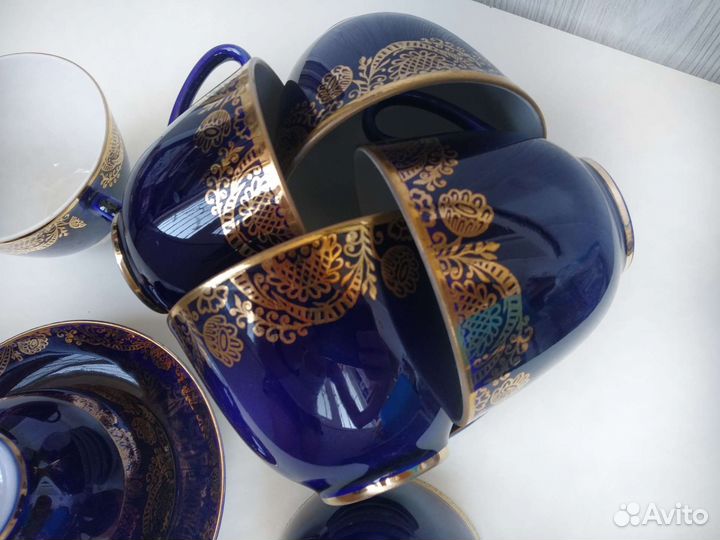 Чайная пара лфз кобальт СССР сервиз