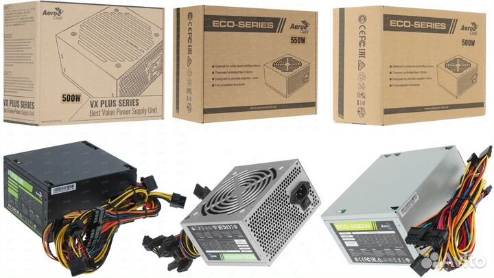 Блоки питания Aerocool 500/550 с гарантией 2 года