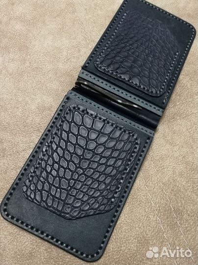 Зажим из натуральной кожи Pueblo крокодил Taxas