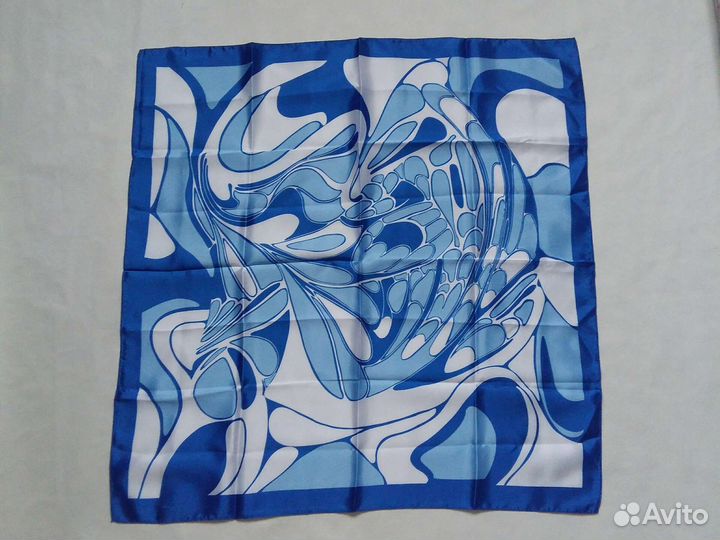 Новый платок синий, белый, голубой 65х65см косынка