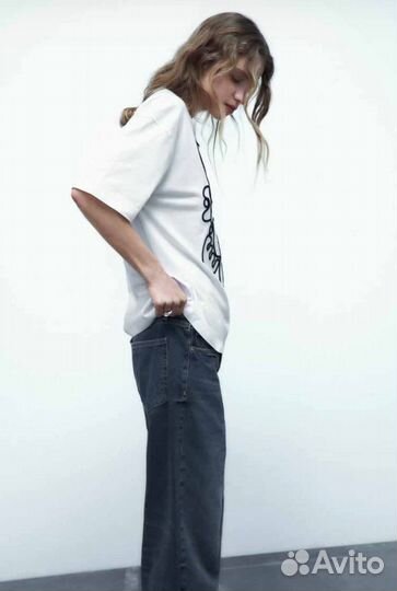 Футболка женская zara 42 44 46 новая оверсайз