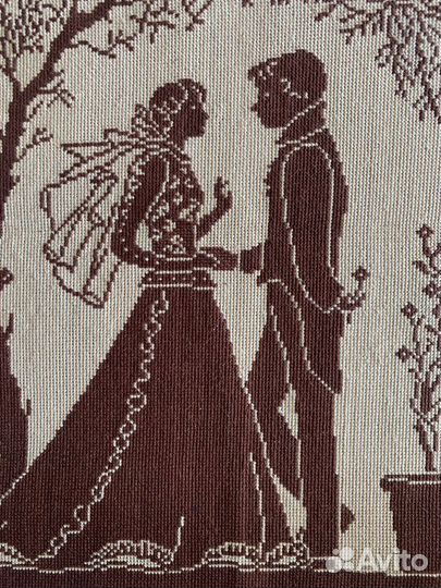 Интерьерная картина вышивка, монохром, без рамки