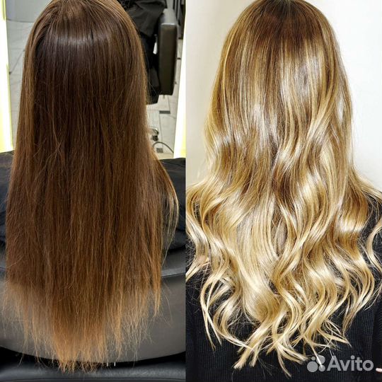 Окрашивание волос и Кератиновое выпрямление