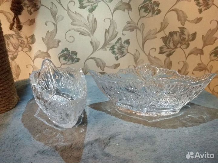Хрустальные конфетницы-салатники СССР 2 шт