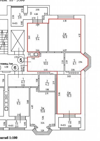 2-к. квартира, 61 м², 2/6 эт.