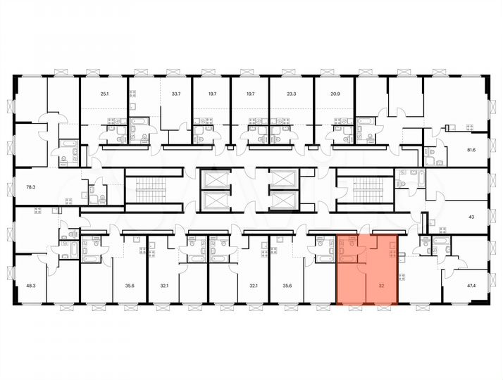 1-к. квартира, 32 м², 13/25 эт.