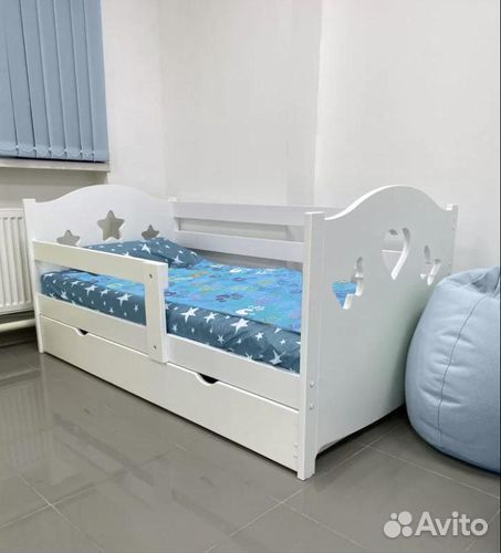 Кроватка сингл от 2х лет высокий борт из натуральн