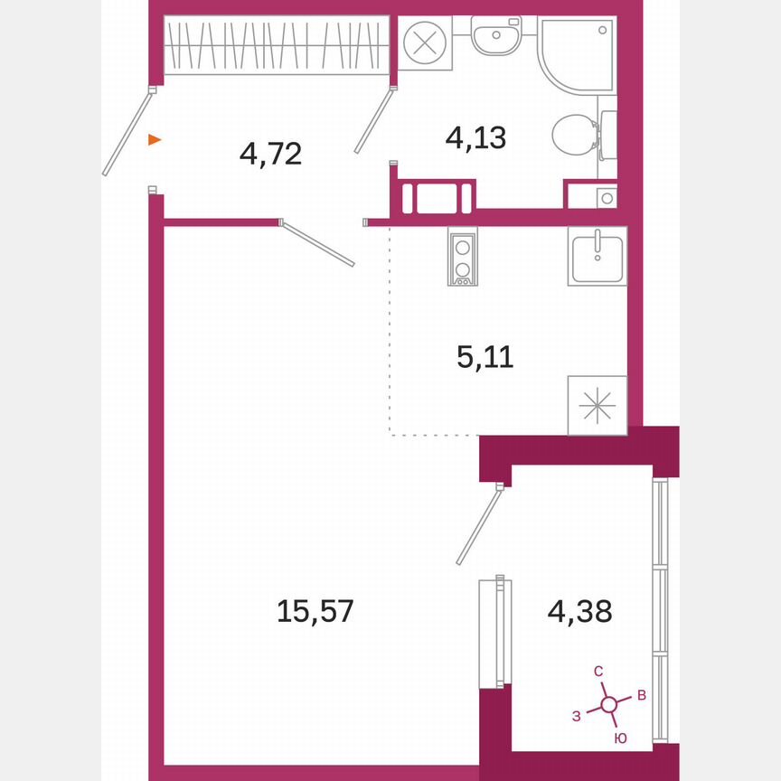 Квартира-студия, 31,7 м², 8/10 эт.