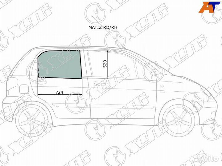Стекло двери задней правой Daewoo Matiz