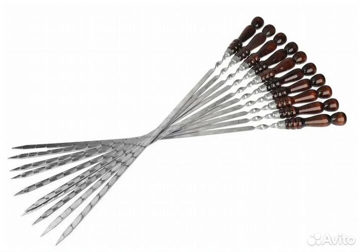 Шампур из нержавеющей стали 500х12х3 мм. с деревян