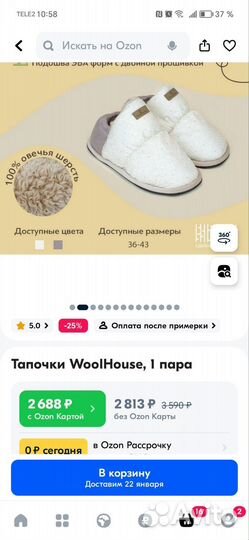 Тапки натуральная овчина