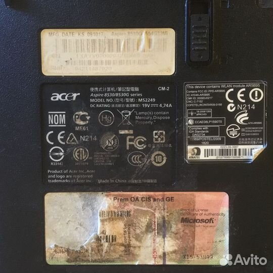 Acer 8530/8530g (запчасти, авито доставка)
