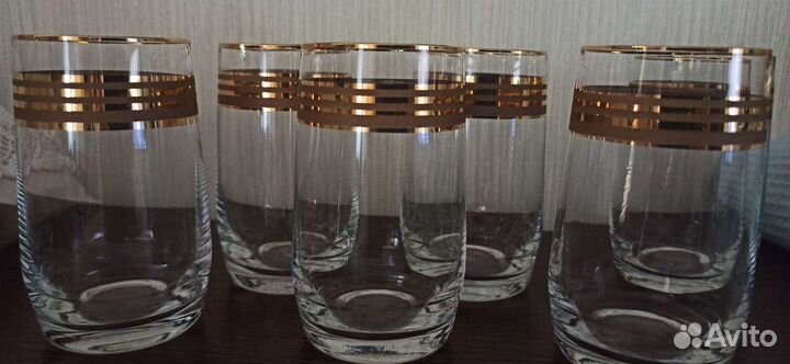 Стаканы. Стекло с позолотой.За шесть