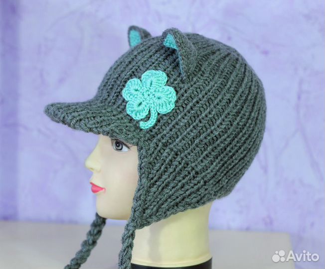 Детская шапка с ушками Кошка детская Новая