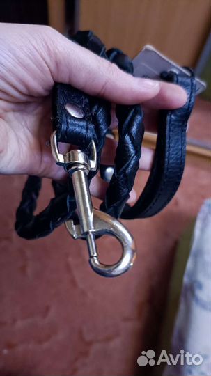 Плетёный кожаный новый поводок (плетение кнут)