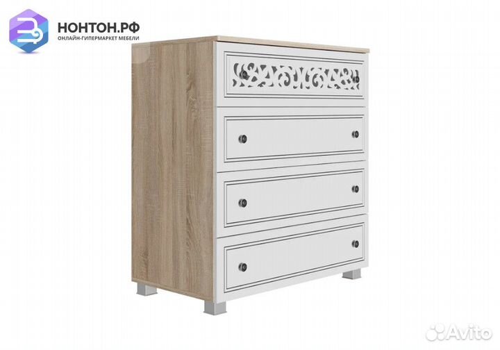 Комод Мадлен дуб сонома светлый / ясень белый эмал