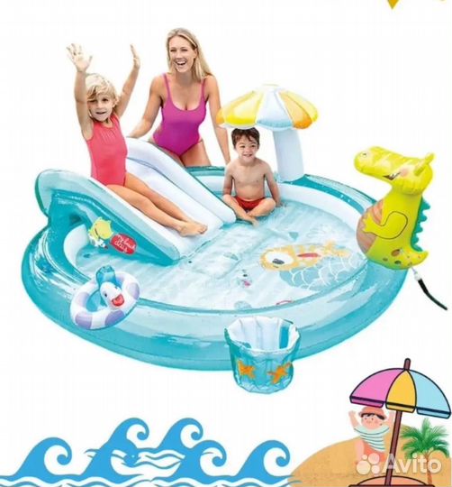 Детский надувной бассейн с горкой