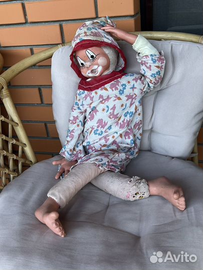 Кукла клоун ГДР, игрушка клоун