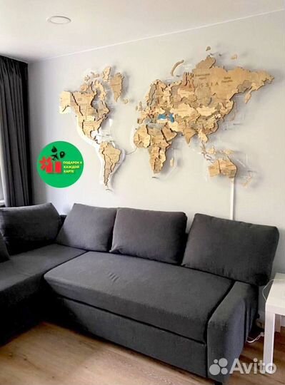 Деревянная карта мира