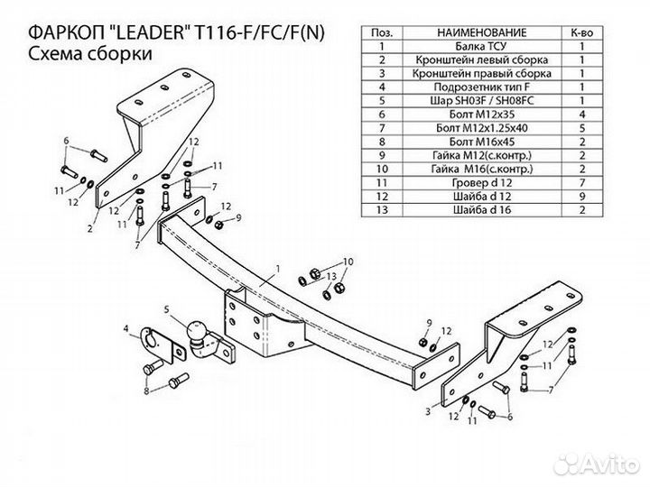 Фаркоп установка тсу Toyota Harrier III XU60 Resty