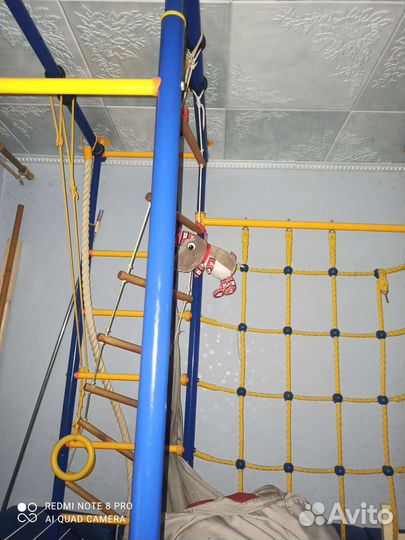 Шведская стенка с турником, лестницей, канатом