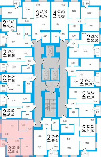3-к. квартира, 51,4 м², 14/18 эт.