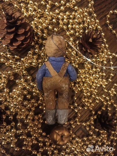 Новогодняя игрушка из ваты на елку