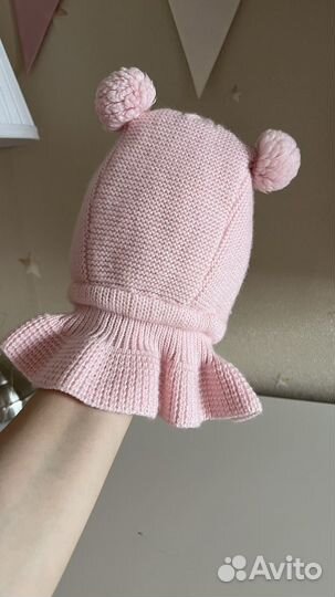 Зимняя шапка шлем для девочки Журавлик 40-42 см