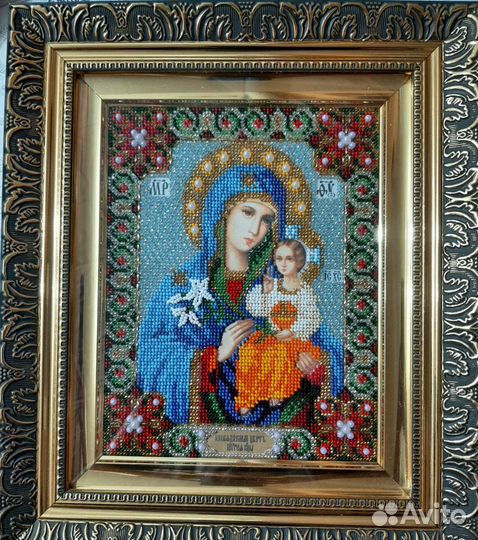 Иконы вышитые бисером божья матерь